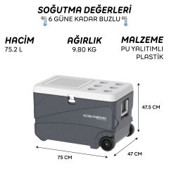 IcePeak CoolCraft 80 Tekerlekli Buzluk 75.2 Litre-FÜME