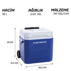 Icepeak IceCube Tekerlekli Buzluk 18 Litre-LACİVERT