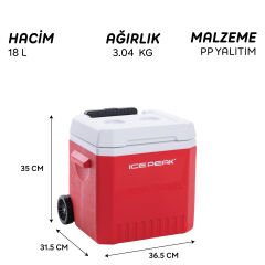 Icepeak IceCube Tekerlekli Buzluk 18 Litre-KIRMIZI