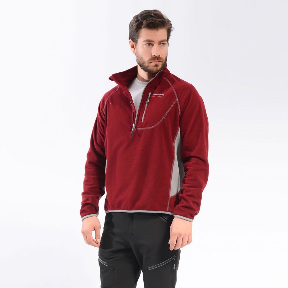 FreeCamp Man Half Zipper Fleece Polar-BORDO