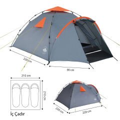 Where Tomorrow Family Otomatik Çadır-GRİ