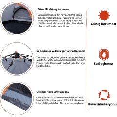 Where Tomorrow Doppel Otomatik Çadır-GRİ