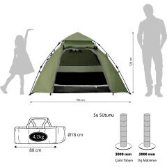 Where Tomorrow Kuppel Otomatik Çadır-YEŞİL