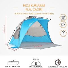 QuickUP Otomatik Plaj Çadırı-MAVİ