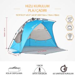 QuickUP Otomatik Plaj Çadırı-MAVİ