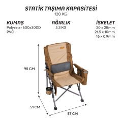 FreeCamp Foster Plus Buzluklu Katlanır Sandalye-KAHVERENGİ