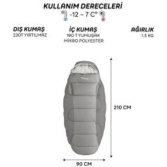 FreeCamp Sleepwell 300 Uyku Tulumu-GRİ