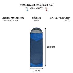 FreeCamp Traveller Envelope Uyku Tulumu-LACİVERT