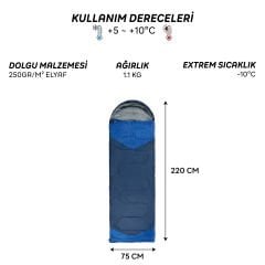 FreeCamp Traveller Envelope Uyku Tulumu-LACİVERT