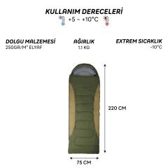 FreeCamp Traveller Envelope Uyku Tulumu-YEŞİL