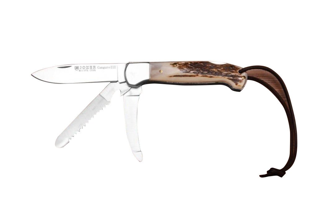 Joker NC128 Cangura Geyik Boynuz Saplı 3 Fonksiyonlu Çakı