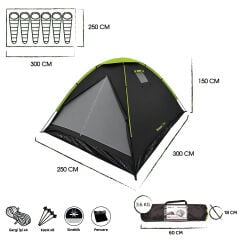 FreeLife Monodome First 6 Kişilik Çadır-SİYAH