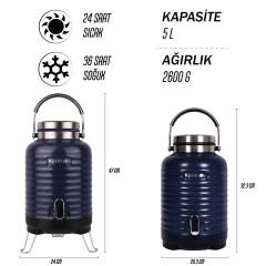 Igloo Family Barrel Termos 5 Litre-LACİVERT