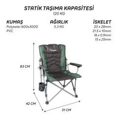 FreeCamp Shelby Katlanır Sandalye-HAKİ-SİYAH