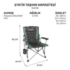FreeCamp Shelby Katlanır Sandalye-HAKİ-SİYAH