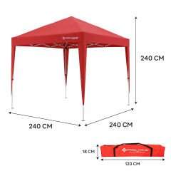 FreeCamp Soria AND1025 240x240cm Pe Otomatik Tente-KIRMIZI