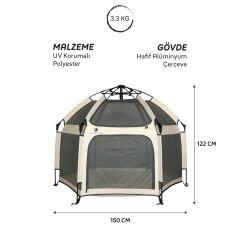 The California Beach Çocuk Çadırı – Fermuarlı 1 Pencere-BEJ