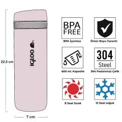 Igloo Squid Termos 600ml-PEMBE