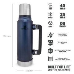 Stanley Klasik Vakumlu Çelik Termos 1.4 Litre Lacivert