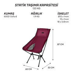 FreeCamp Waylay Katlanır Sandalye-BORDO