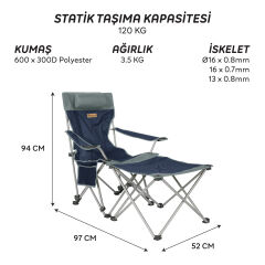FreeCamp Phoenix Katlanır Masalı Sandalye-LACİVERT-GRİ