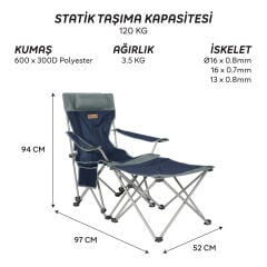 FreeCamp Phoenix Katlanır Masalı Sandalye-LACİVERT-GRİ