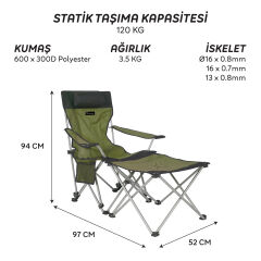 FreeCamp Phoenix Katlanır Masalı Sandalye-HAKİ-SİYAH