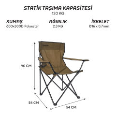 FreeCamp 9902B Sage Katlanır Kamp Sandalyesi-KAHVERENGİ