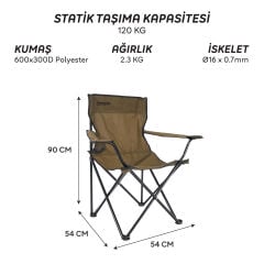 FreeCamp 9902B Sage Katlanır Kamp Sandalyesi-KAHVERENGİ