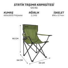 FreeCamp 9902B Sage Katlanır Kamp Sandalyesi-HAKİ