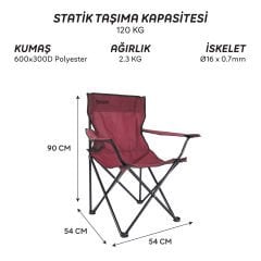 FreeCamp 9902B Sage Katlanır Kamp Sandalyesi-BORDO