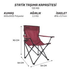 FreeCamp 9902B Sage Katlanır Kamp Sandalyesi-BORDO