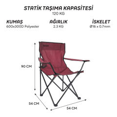 FreeCamp 9902B Sage Katlanır Kamp Sandalyesi-BORDO