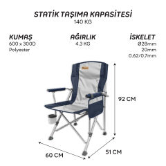 FreeCamp Huxley Trail Katlanır Sandalye-LACİVERT-GRİ