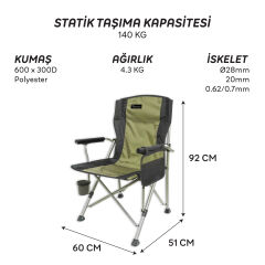 FreeCamp Huxley Trail Katlanır Sandalye-HAKİ-SİYAH