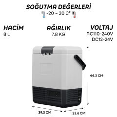 Icepeak Nahio Kompresörlü Buzdolabı 8 Litre-SİYAH-BEYAZ