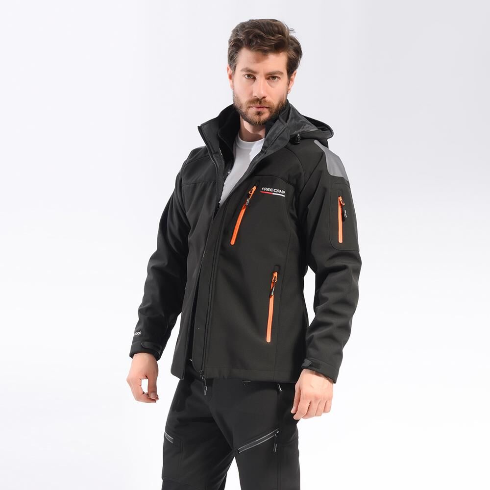 FreeCamp Man 3 in 1 Softshell Ceket S - SİYAH