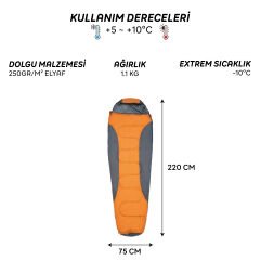 FreeCamp Trekker Mummy Uyku Tulumu-TURUNCU