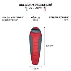 FreeCamp Trekker Mummy Uyku Tulumu-KIRMIZI