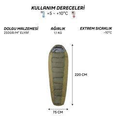 FreeCamp Trekker Mummy Uyku Tulumu-YEŞİL