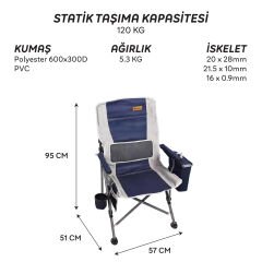 FreeCamp Foster Plus Buzluklu Katlanır Sandalye-LACİVERT