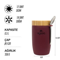 Igloo Bamboo Yemek Termosu 500ml-BORDO