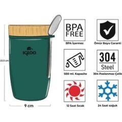 Igloo Bamboo Yemek Termosu 500ml-YEŞİL