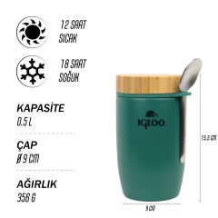 Igloo Bamboo Yemek Termosu 500ml-YEŞİL