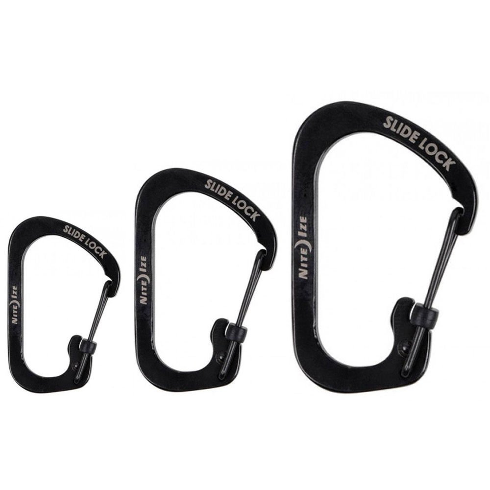 Nite Ize SlideLock Carabiner 3'lü Paket Germe Lastik İp-SİYAH