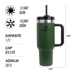 Igloo Stadler Thermo-Mug 1.2 Litre-HAKİ-SİYAH